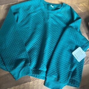 Green Quilted Sweatshirt
